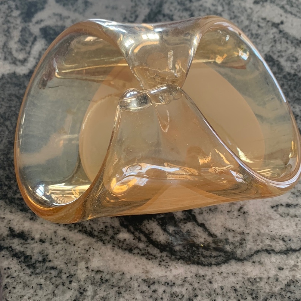 Murano style Italy hand blown glass basket champagne art glass